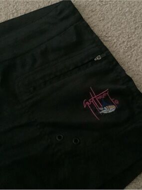 Guy Harvey Black Athletic Shorts with Pink and Blue Logo